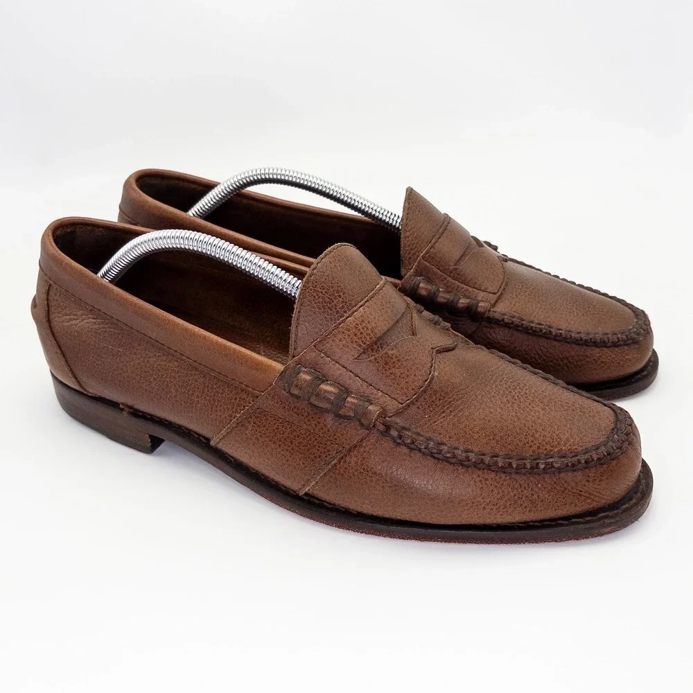 Polo Ralph Lauren Men's 11 EE Leather Penny Loafers Brown Made in Mexico Wide